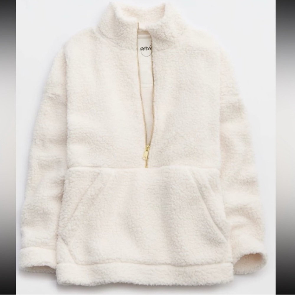 Aerie Sherpa Quarter Zip Sweatshirt Size XXS NWT